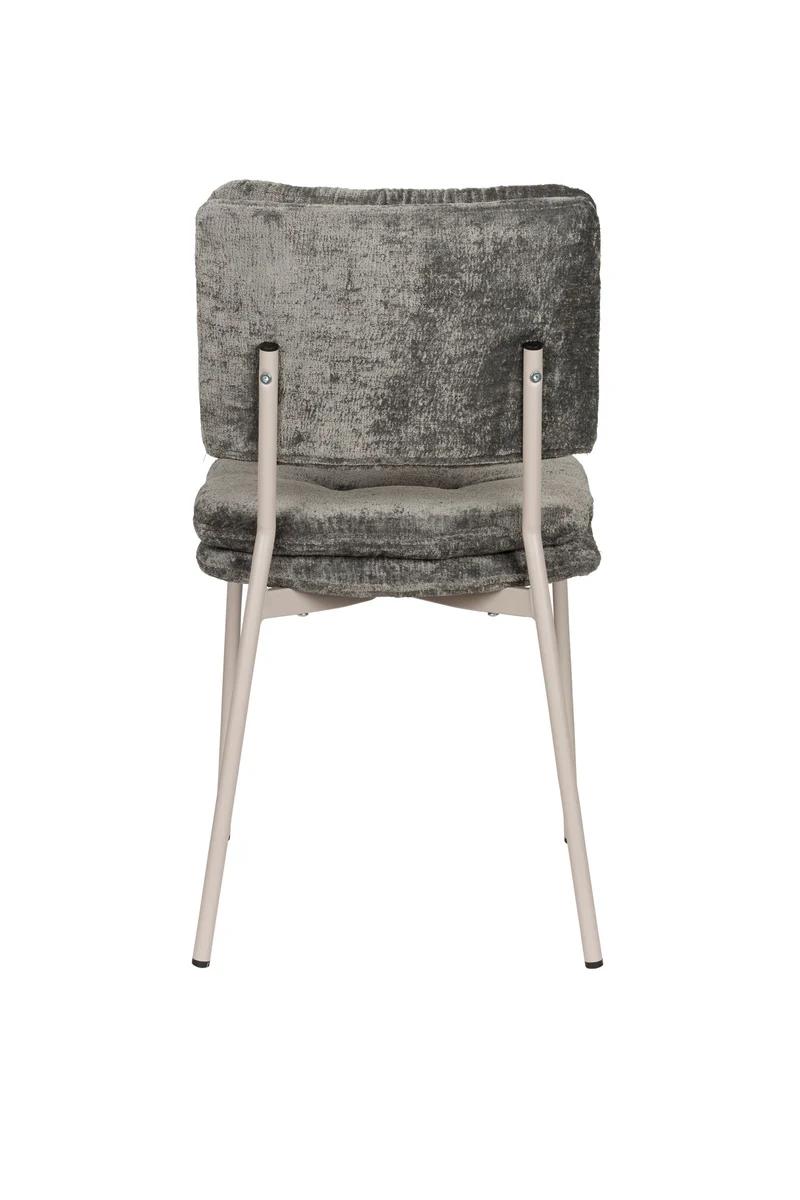 White Label Living Stuhl Franck – Grau, Polyester, 52,5 × 44 × 80,5 cm, 2er-Set