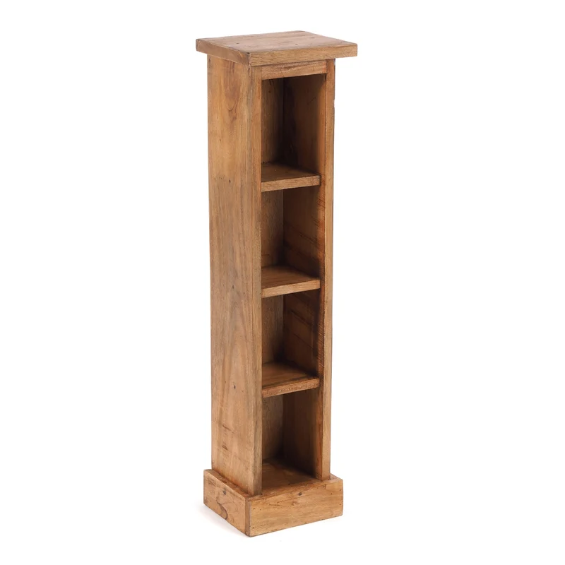 HOLZ CD REGAL TOWER | 75cm, Holzregal, Buch CD Rack mit 4 Fächern | Farbe: 08 honigfarben gewachst