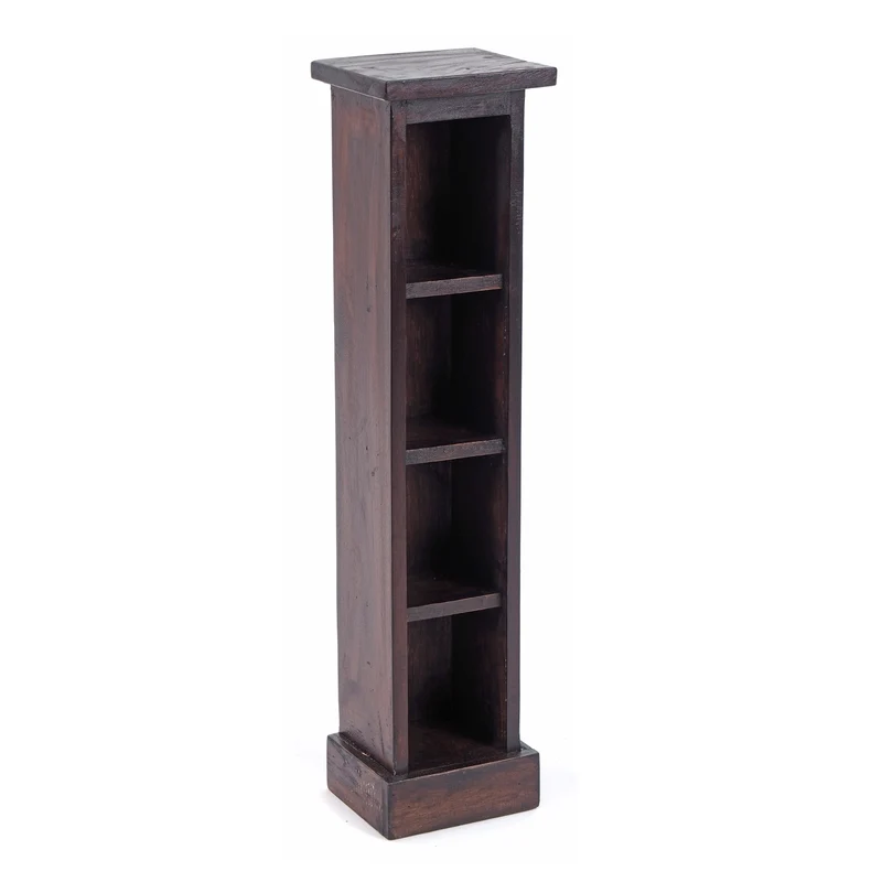 HOLZ CD REGAL TOWER | 75cm, Holzregal, Buch CD Rack mit 4 Fächern | Farbe: 03 dunkelbraun
