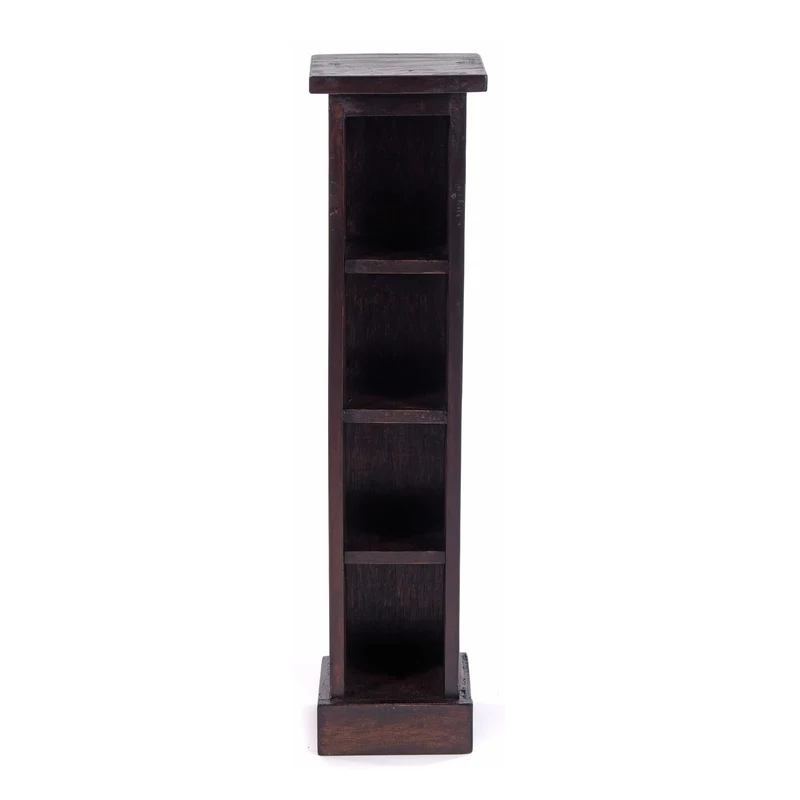 HOLZ CD REGAL TOWER | 75cm, Holzregal, Buch CD Rack mit 4 Fächern | Farbe: 03 dunkelbraun