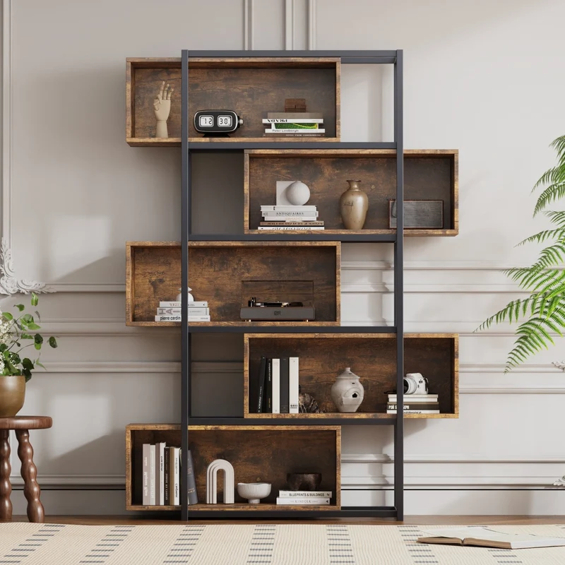 Industrielles Bücherregal mit 5 Etagen, 176 x 121 x 35 cm