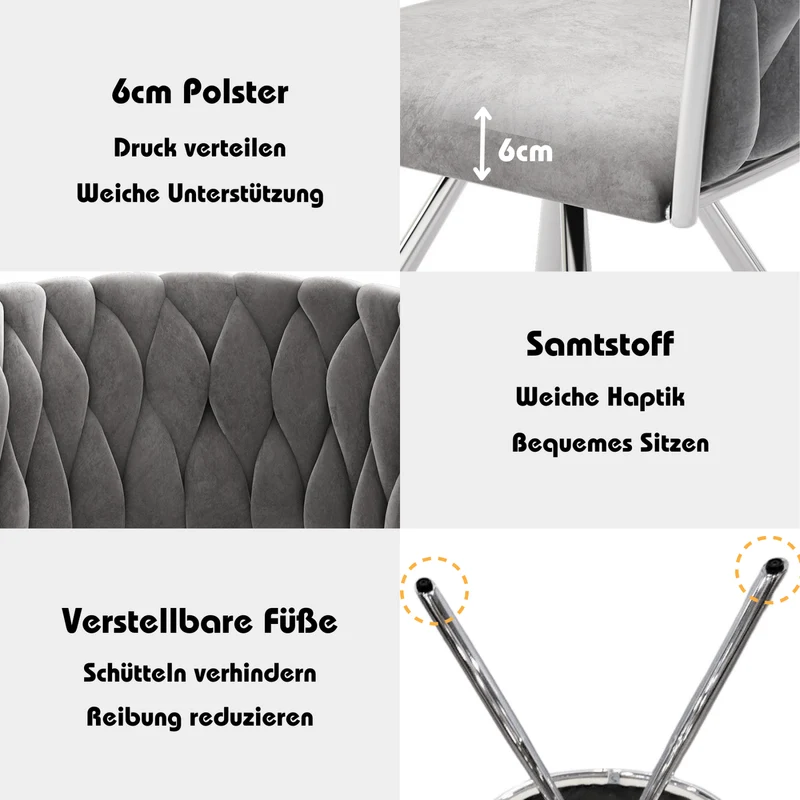 Esszimmerstuhl 360-Grad drehbar, 2er / 4er / 6er Set