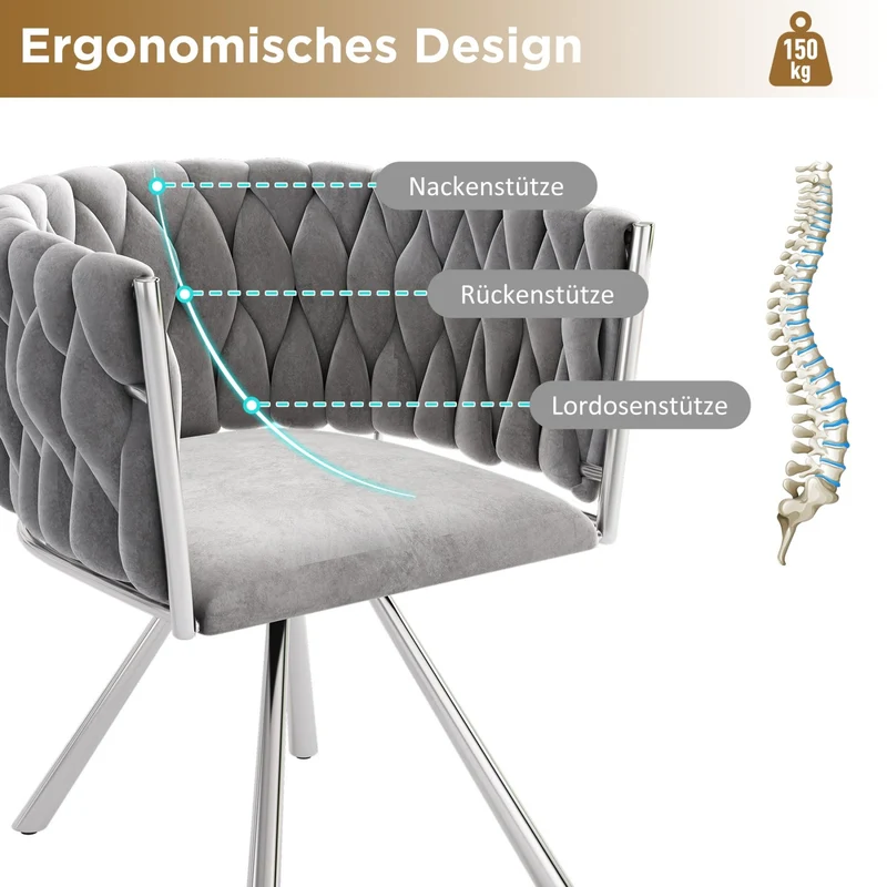 Esszimmerstuhl 360-Grad drehbar, 2er / 4er / 6er Set