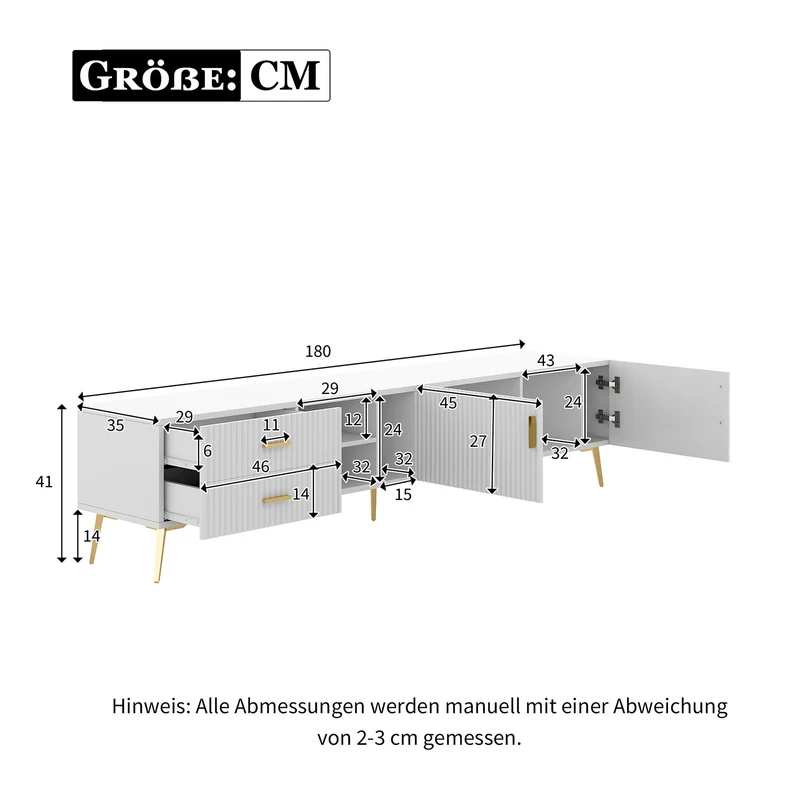 TV-Schrank für 75-Zoll-Fernseher, 180 x 35 x 41 cm