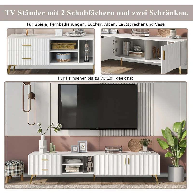 TV-Schrank für 75-Zoll-Fernseher, 180 x 35 x 41 cm
