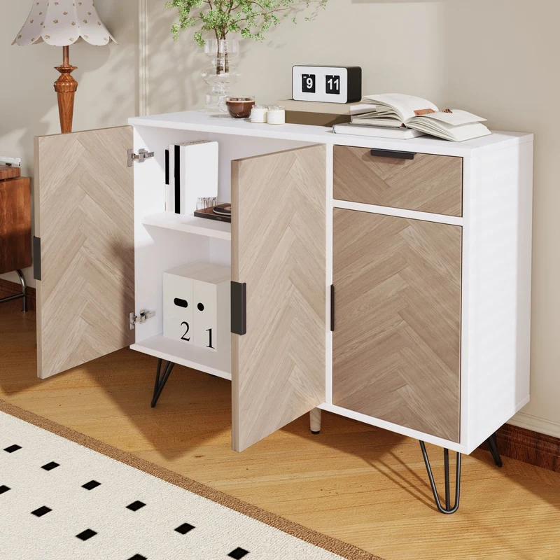 Sideboard mit Schublade und verstellbaren Einlegeböden, 90 x 30 x 71.5 cm