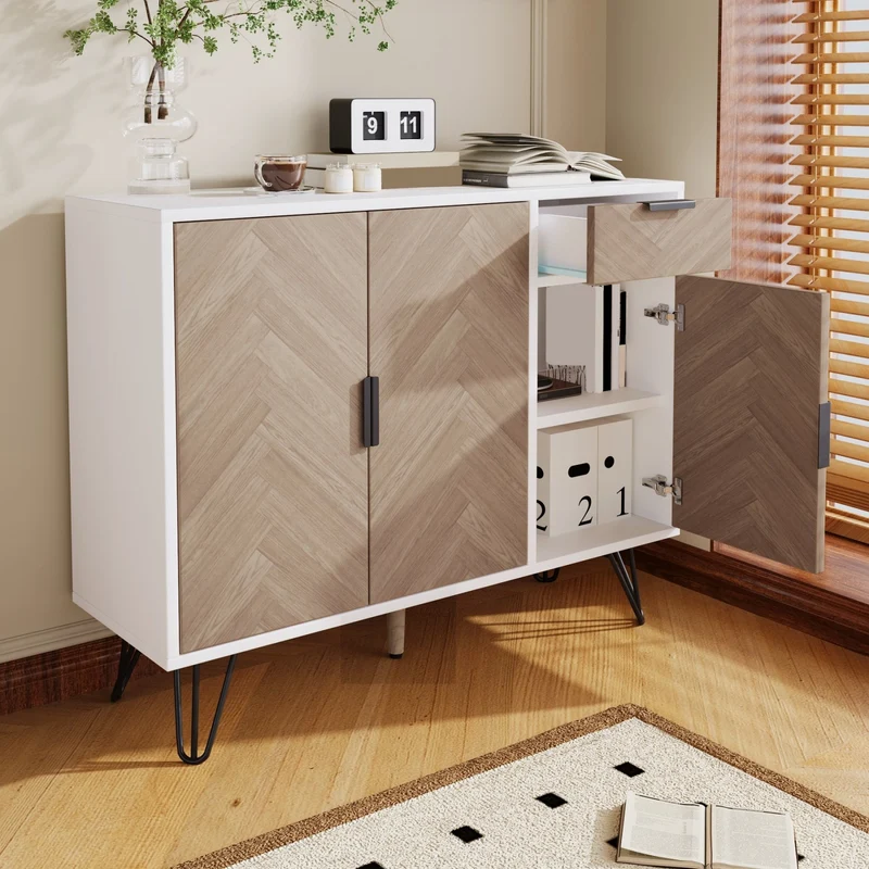 Sideboard mit Schublade und verstellbaren Einlegeböden, 90 x 30 x 71.5 cm
