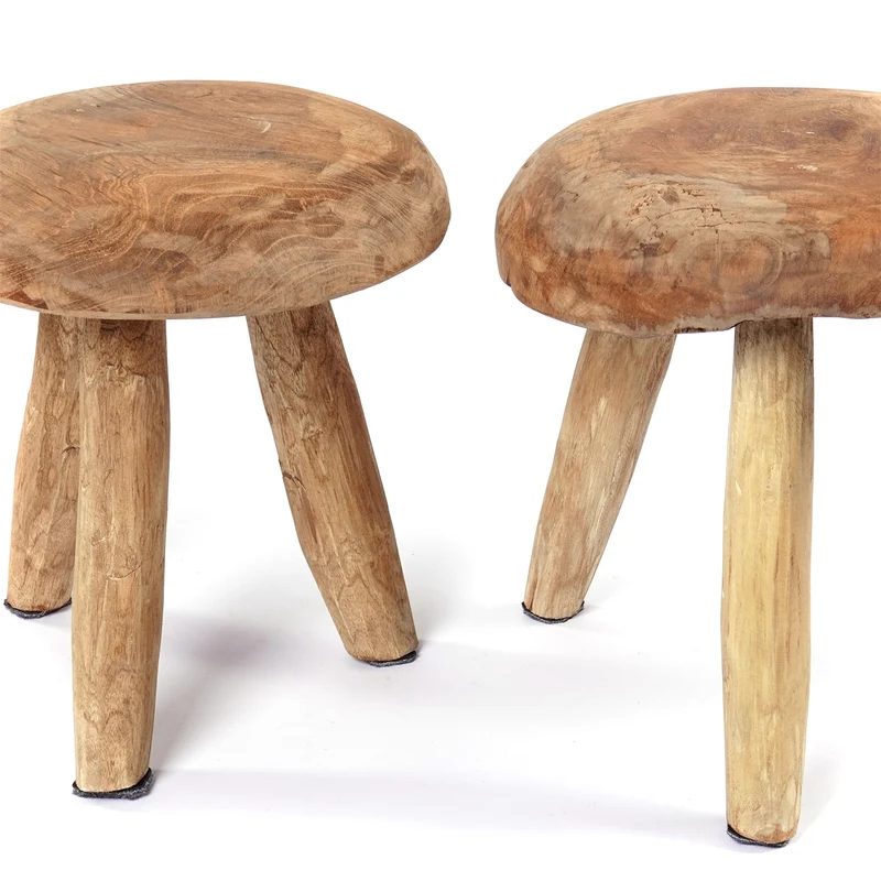 RUNDER HOCKER "KLARA" | Holz, 28 cm | Melk Schemel, Blumenhocker