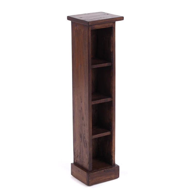 HOLZ CD REGAL TOWER | 75cm, Holzregal, Buch CD Rack mit 4 Fächern | Farbe: 02 hellbraun