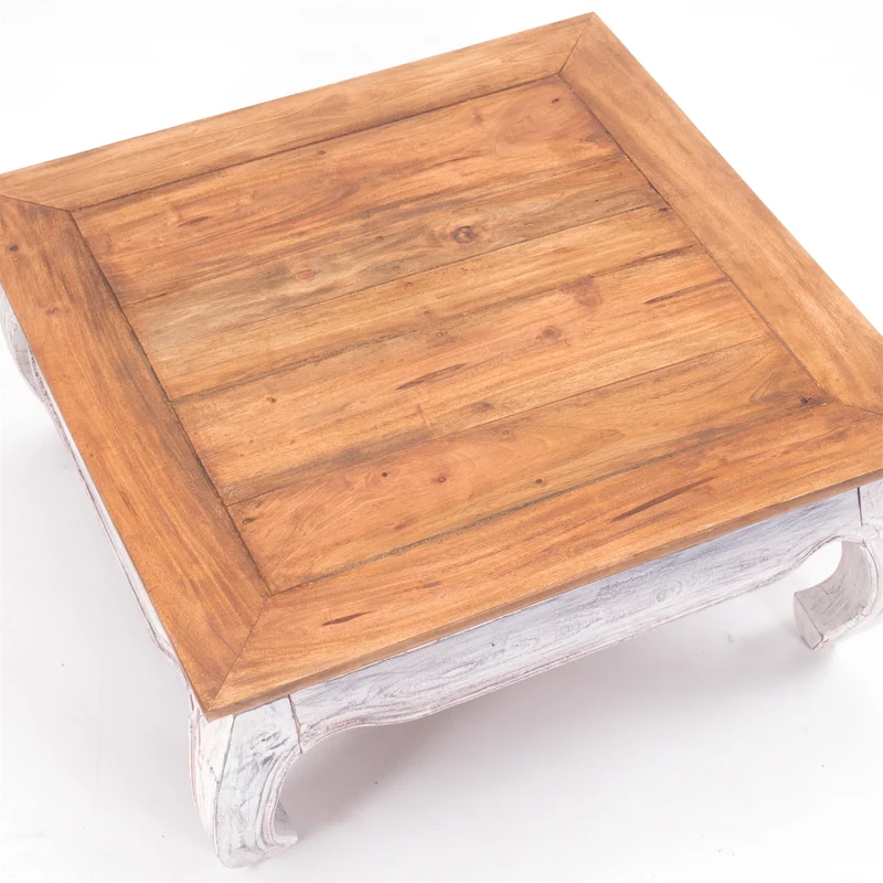 OPIUMTISCH "EAST 80" | 80x80x36 cm, Mahagoni | Beistelltisch | Farbe: 05 weiß-natur