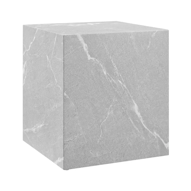 Würfelförmiger Beistelltisch – Marmoroptik, Grau, 45 × 45 cm