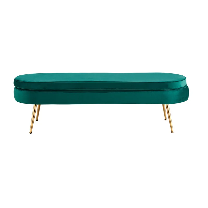 Ovaler Sitzpouf in Bankform – Samtoptik, Grün/Gold, 142 cm