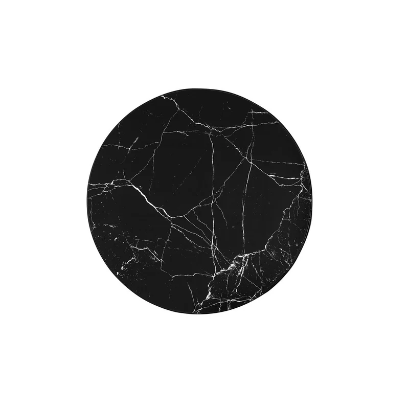 Couchtisch mit Marmorprint und Rauchglasablage – Schwarz, Ø 81 cm