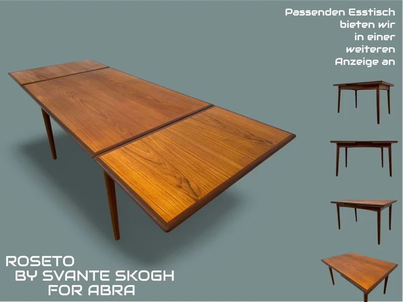 WMK # Skandinavisches Mid-Century Designer Highboard "Roseto" by Svante Skogh for Abra, Vollholz in Teak, mit Schubladen & Bar