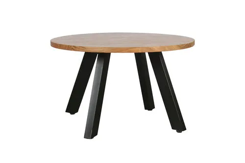 Couchtisch LARA / Platte Akazie massiv / Gestell Metall schwarz / D 75, H 47 cm