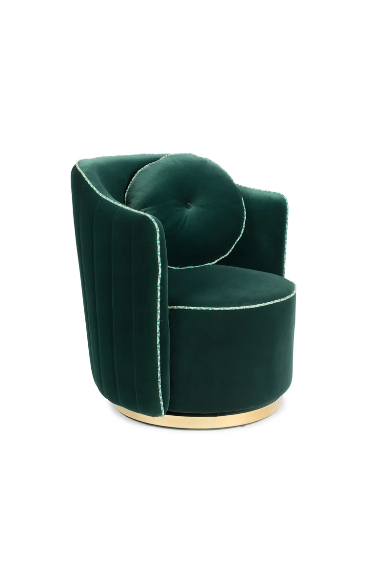 Bold Monkey Loungesessel Sassy Granny – Dunkelgrün, Stoff, 71 × 71 × 81,5 cm