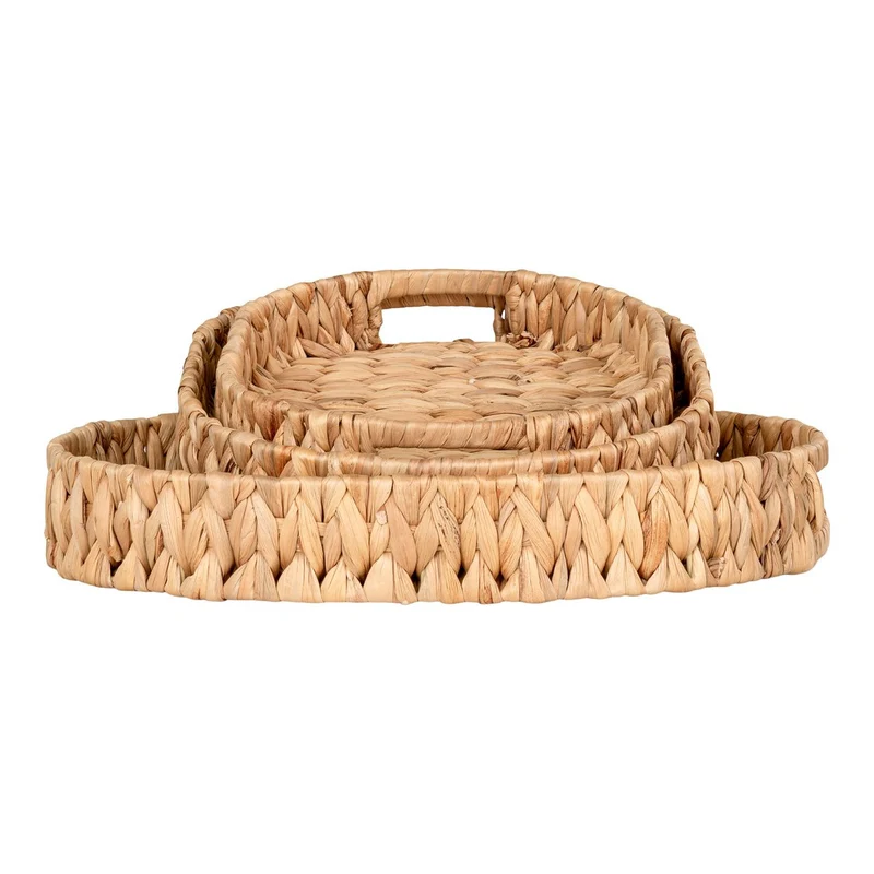 House Nordic Estoril-Tabletts – Natur, Wasserhyazinthe, 30 × 38 × 6 cm, 3er-Set