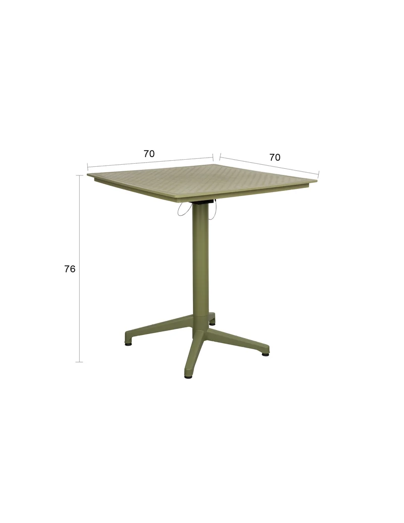White Label Living Bistrotisch George – Grün, Polypropylen, 70 × 70 × 76 cm