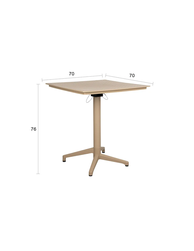 White Label Living Bistrotisch George – Beige, Polypropylen, 70 × 70 × 76 cm