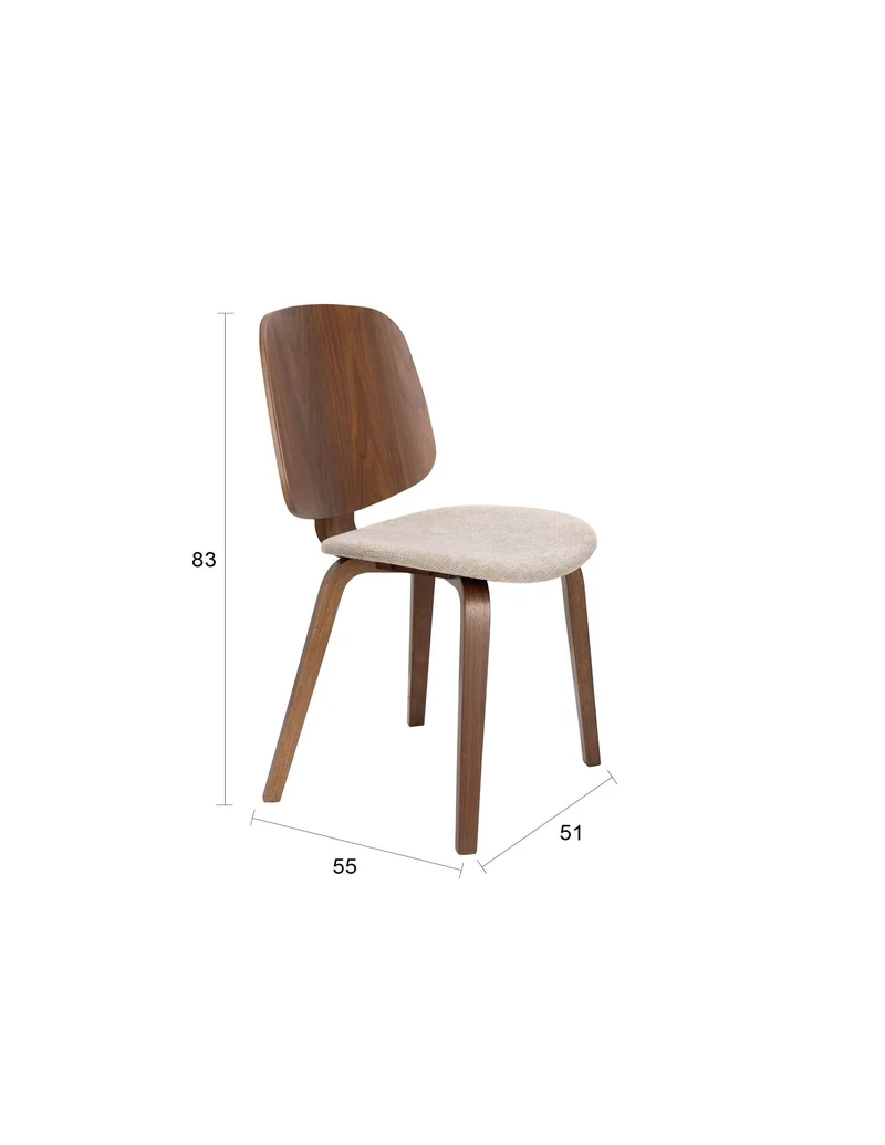 White Label Living Stuhl Walden – Polyester, 55 × 51 × 83 cm, 2er-Set