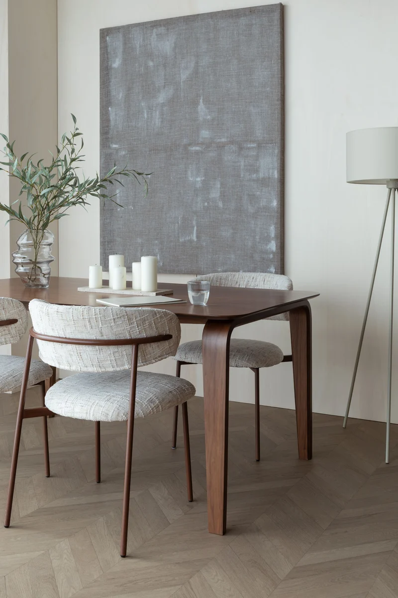 White Label Living Esstisch Walden – Braun, Nussbaumfurnier, 160 × 90 × 75 cm