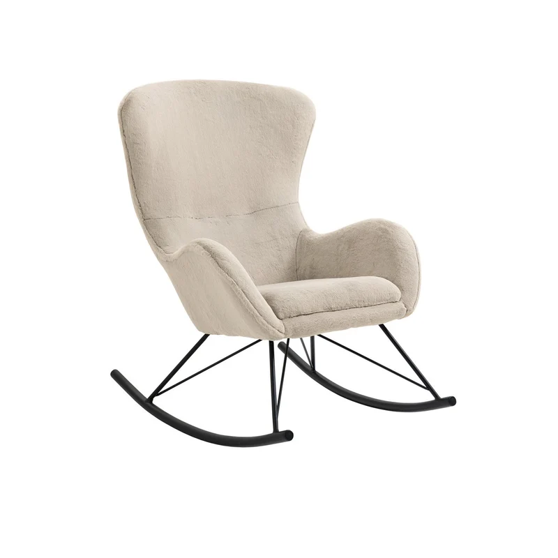 Schaukelsessel in Lammfelloptik, Beige