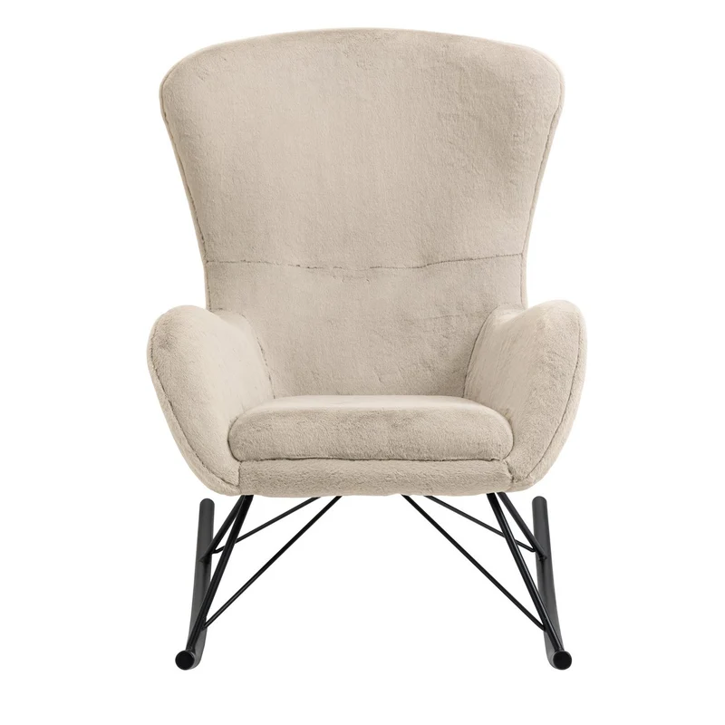 Schaukelsessel in Lammfelloptik, Beige