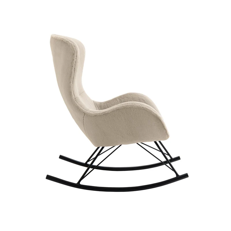 Schaukelsessel in Lammfelloptik, Beige