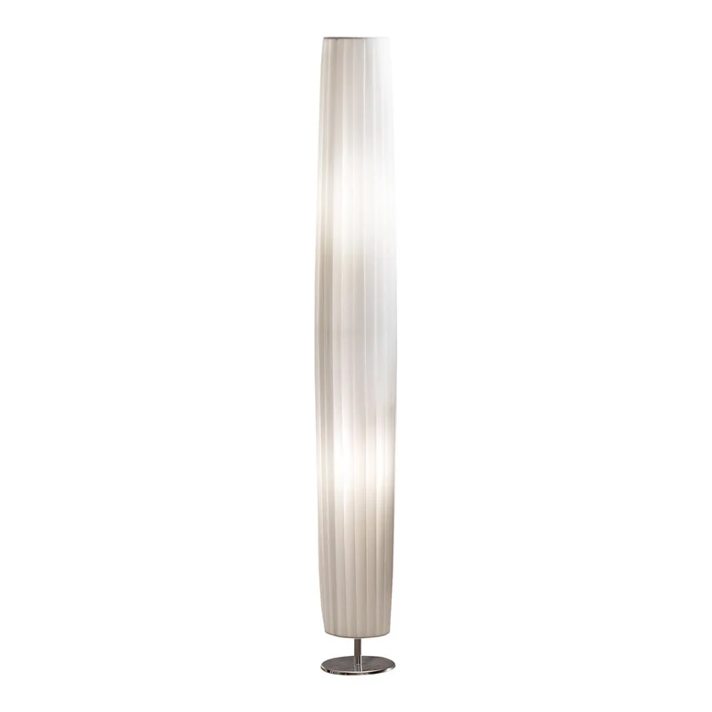 Stehleuchte mit Plisseeschirm und rundem Fuß – Weiß/Chrom, 120 cm