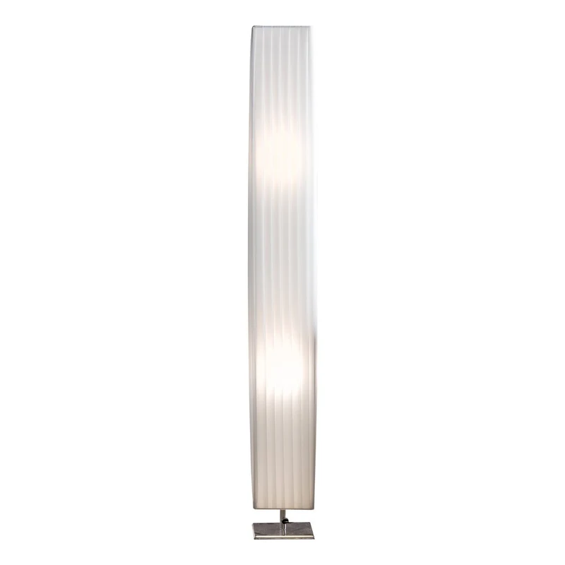 Stehleuchte mit Plisseeschirm und eckigem Fuß – Weiß/Chrom, 120 cm