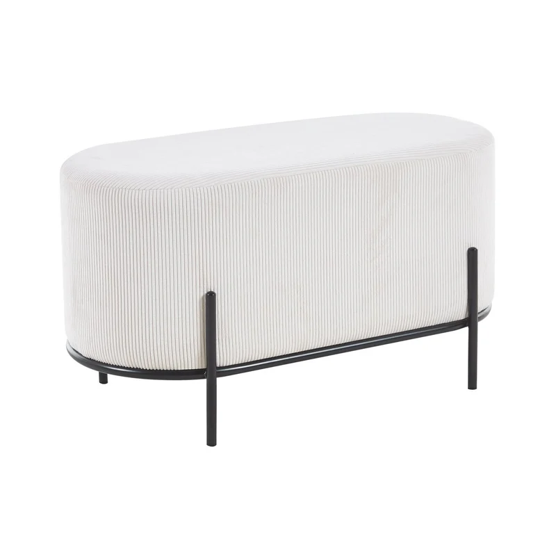 Polsterhocker als Sitzbank – Cordoptik, Beige, 80 × 40 cm