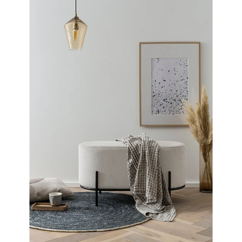 Polsterhocker als Sitzbank – Cordoptik, Beige, 80 × 40 cm