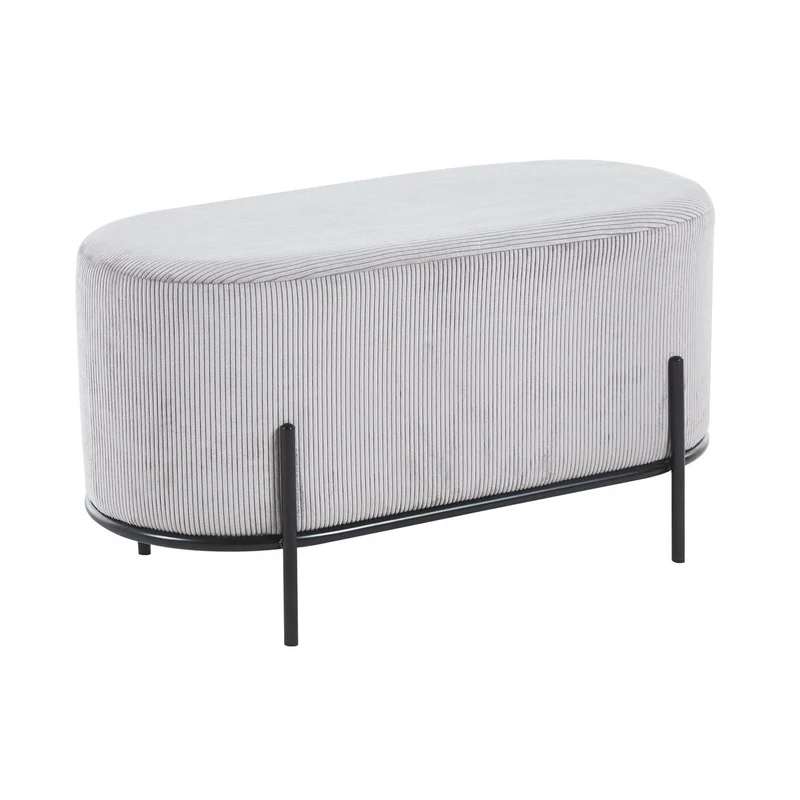 Polsterhocker als Sitzbank – Cordoptik, Hellgrau, 80 × 40 cm
