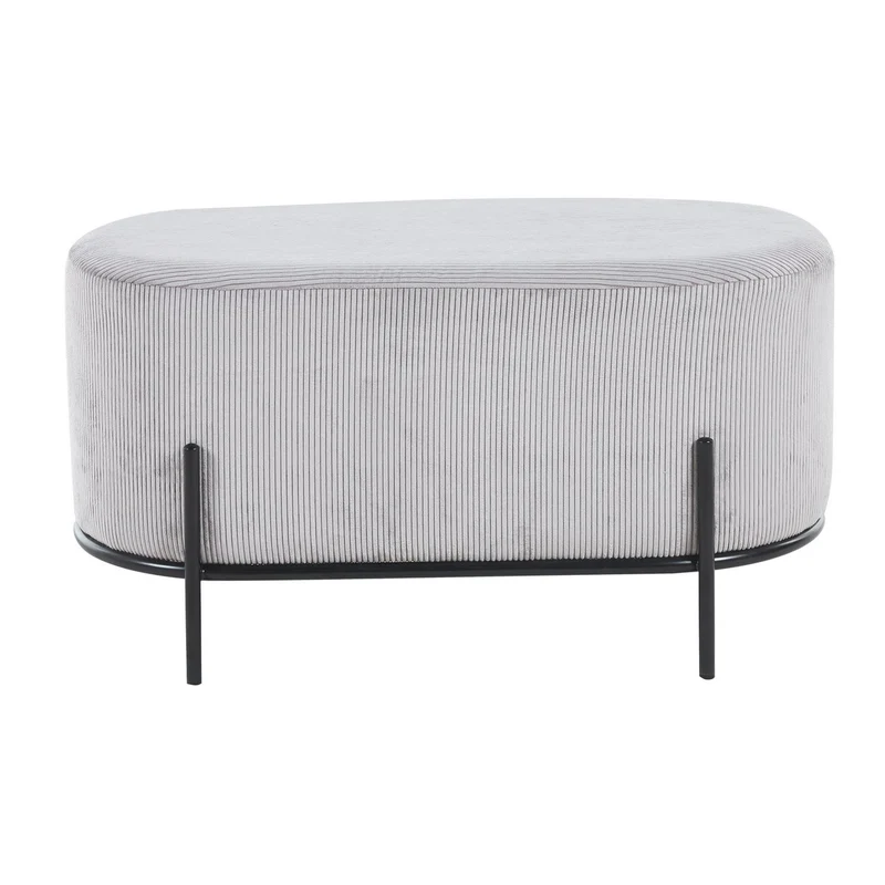 Polsterhocker als Sitzbank – Cordoptik, Hellgrau, 80 × 40 cm