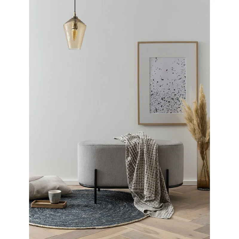 Polsterhocker als Sitzbank – Cordoptik, Hellgrau, 80 × 40 cm