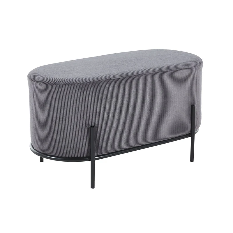 Polsterhocker als Sitzbank – Cordoptik, Grau, 80 × 40 cm