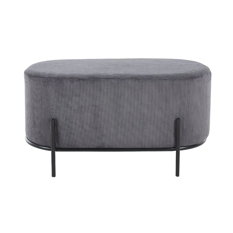 Polsterhocker als Sitzbank – Cordoptik, Grau, 80 × 40 cm