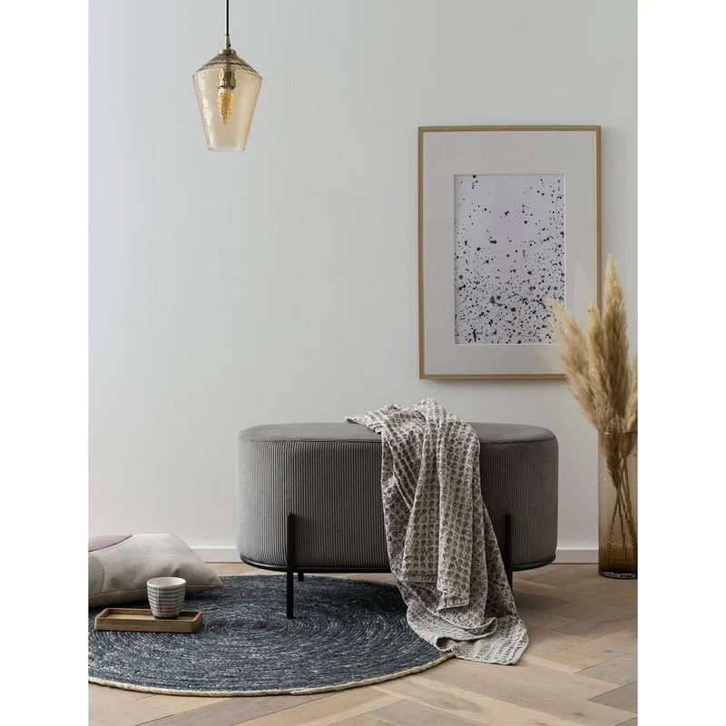 Polsterhocker als Sitzbank – Cordoptik, Grau, 80 × 40 cm
