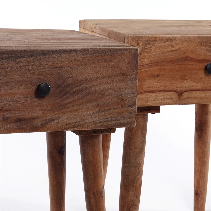 BEISTELLTISCH "SLEEK" | 50cm, Mahagoni Holz | Natur Nachttisch