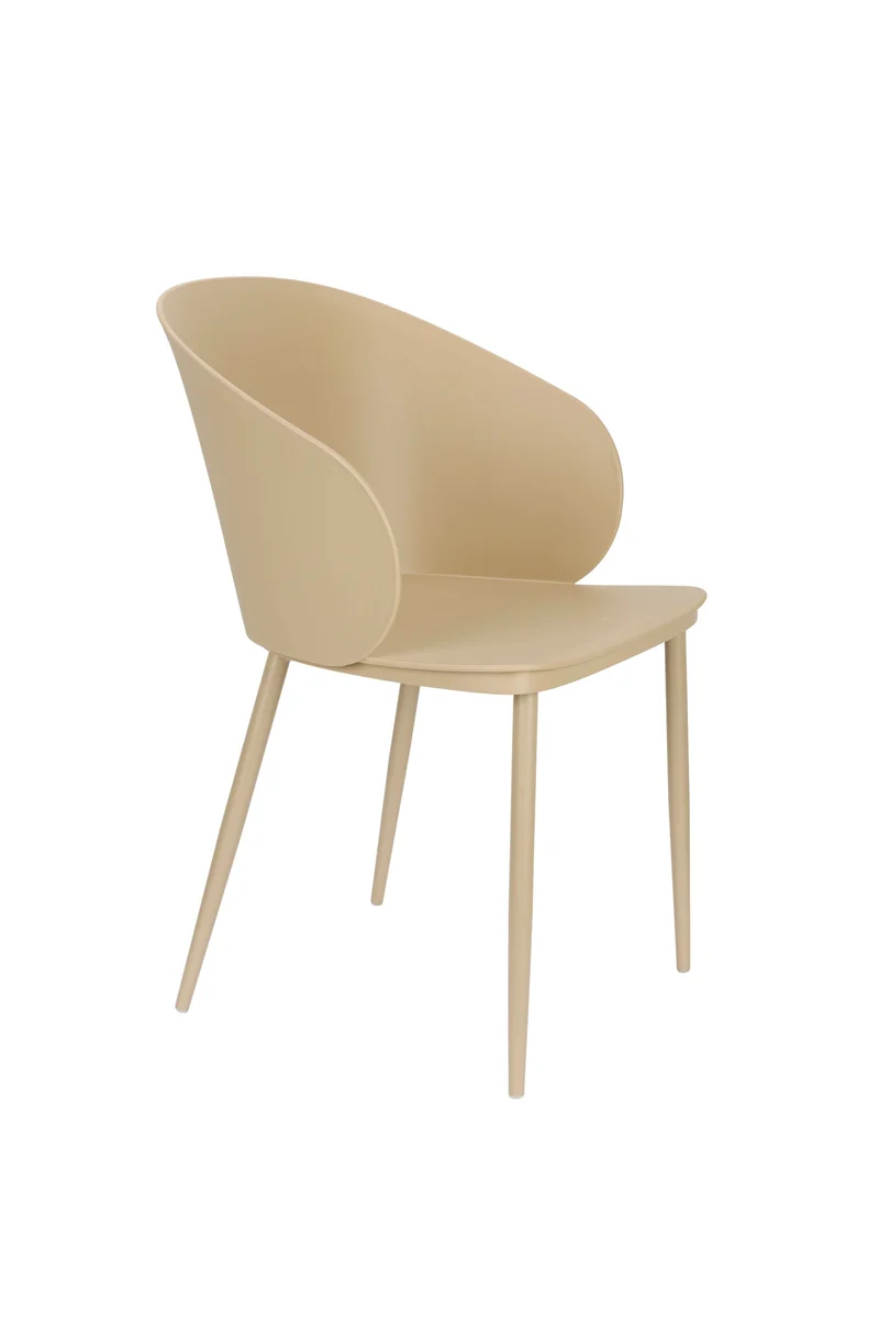 White Label Living Stuhl Gigi – Beige, Polypropylen, 55,5 × 56,5 × 80,5 cm, 2er-Set