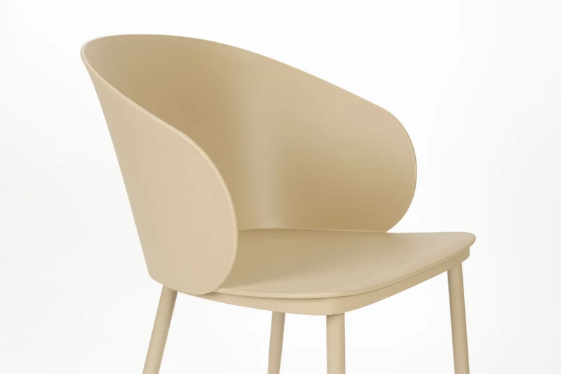 White Label Living Stuhl Gigi – Beige, Polypropylen, 55,5 × 56,5 × 80,5 cm, 2er-Set