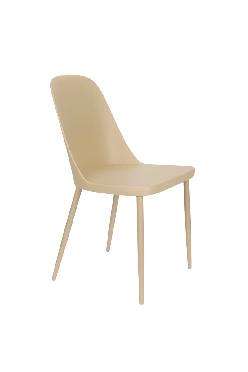 White Label Living Stuhl Pip – Beige, Stahl, 54 × 46 × 85 cm, 2er-Set