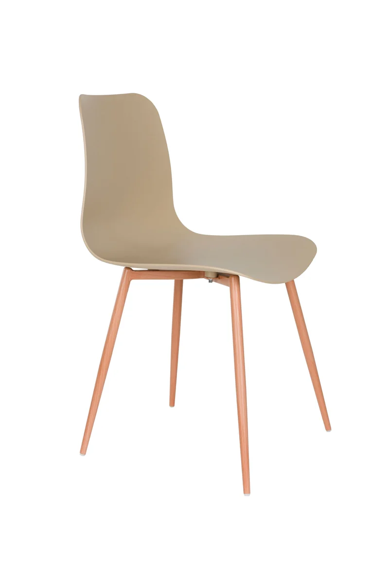 White Label Living Stuhl Leon – Beige, Stahl, 49 × 44 × 80 cm, 2er-Set