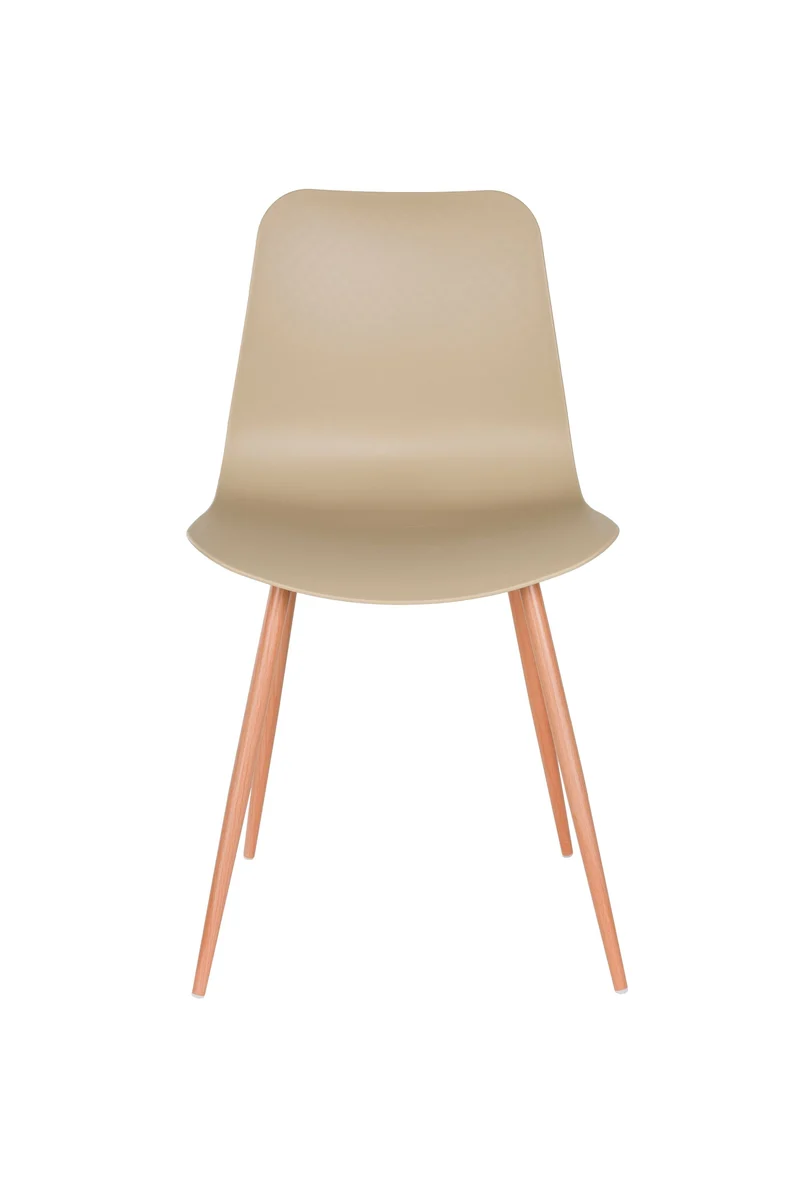 White Label Living Stuhl Leon – Beige, Stahl, 49 × 44 × 80 cm, 2er-Set