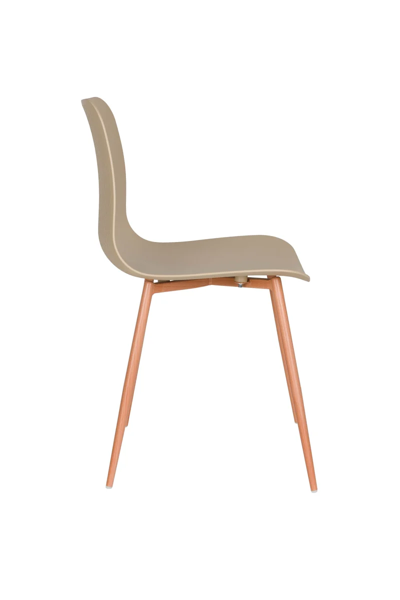 White Label Living Stuhl Leon – Beige, Stahl, 49 × 44 × 80 cm, 2er-Set