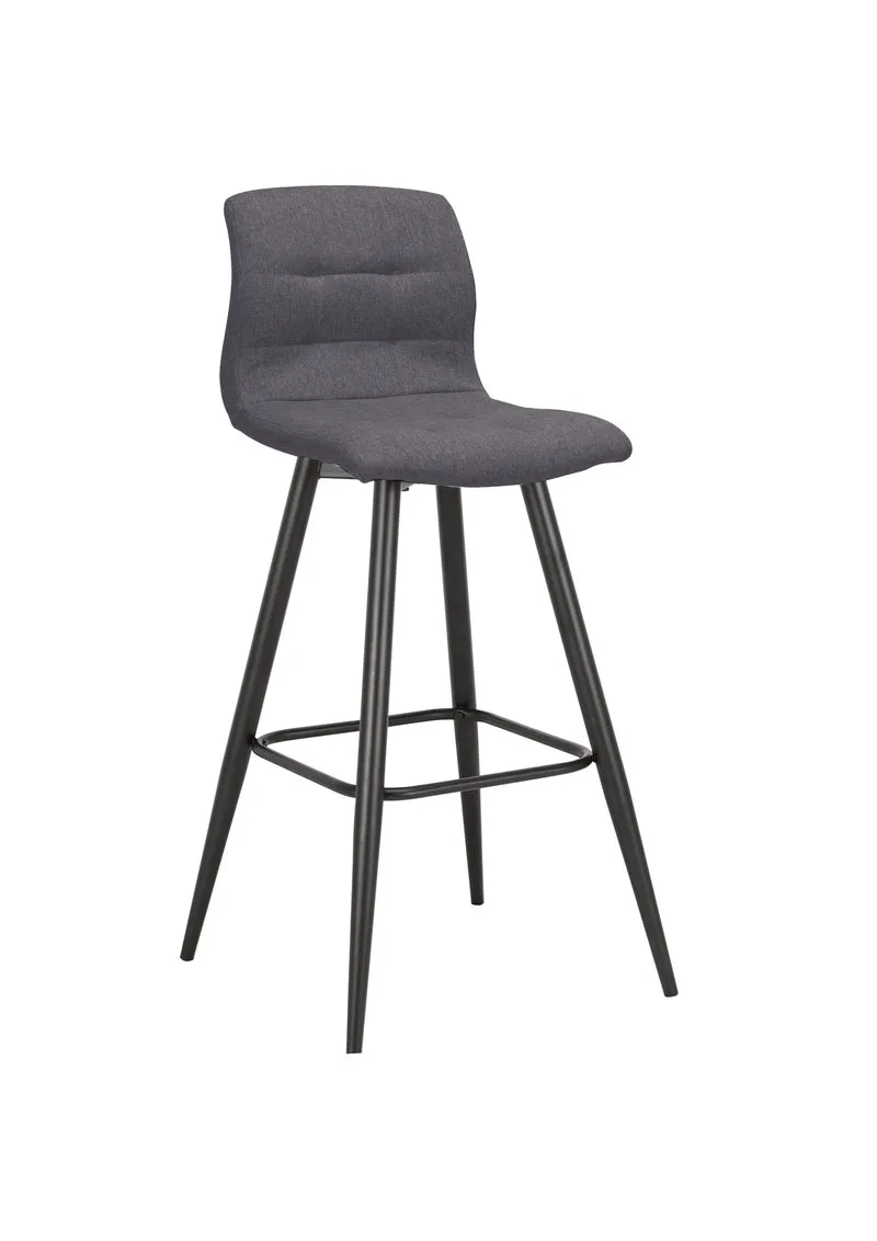 Barhocker SIMONE / Moderner Barhocker in Vintage braun oder Webstoff anthrazit / mit Rückenlehne / Gestell pulverbeschichtet in schwarz / B 42, H 103, T 51 cm