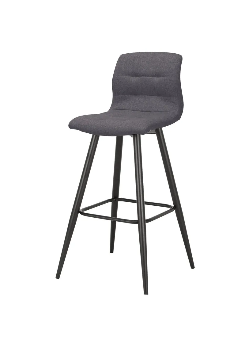 Barhocker SIMONE / Moderner Barhocker in Vintage braun oder Webstoff anthrazit / mit Rückenlehne / Gestell pulverbeschichtet in schwarz / B 42, H 103, T 51 cm