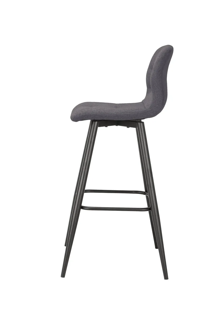 Barhocker SIMONE / Moderner Barhocker in Vintage braun oder Webstoff anthrazit / mit Rückenlehne / Gestell pulverbeschichtet in schwarz / B 42, H 103, T 51 cm