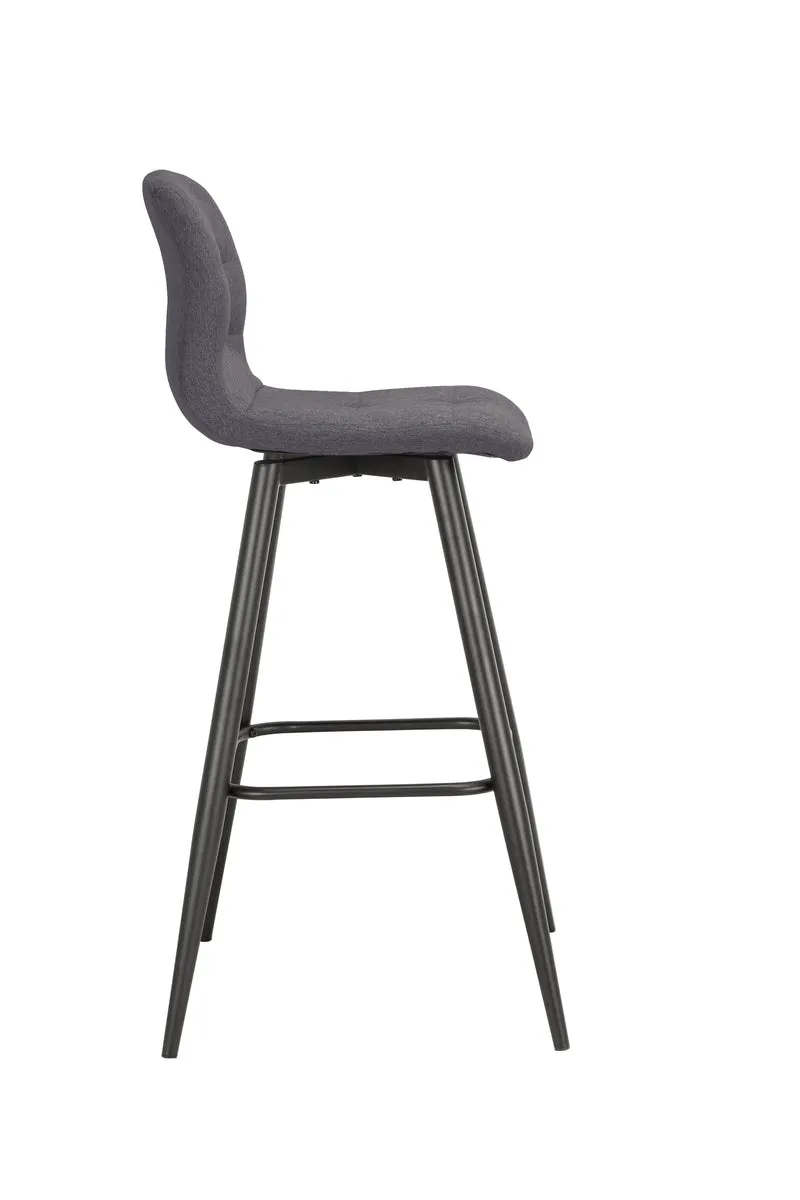 Barhocker SIMONE / Moderner Barhocker in Vintage braun oder Webstoff anthrazit / mit Rückenlehne / Gestell pulverbeschichtet in schwarz / B 42, H 103, T 51 cm