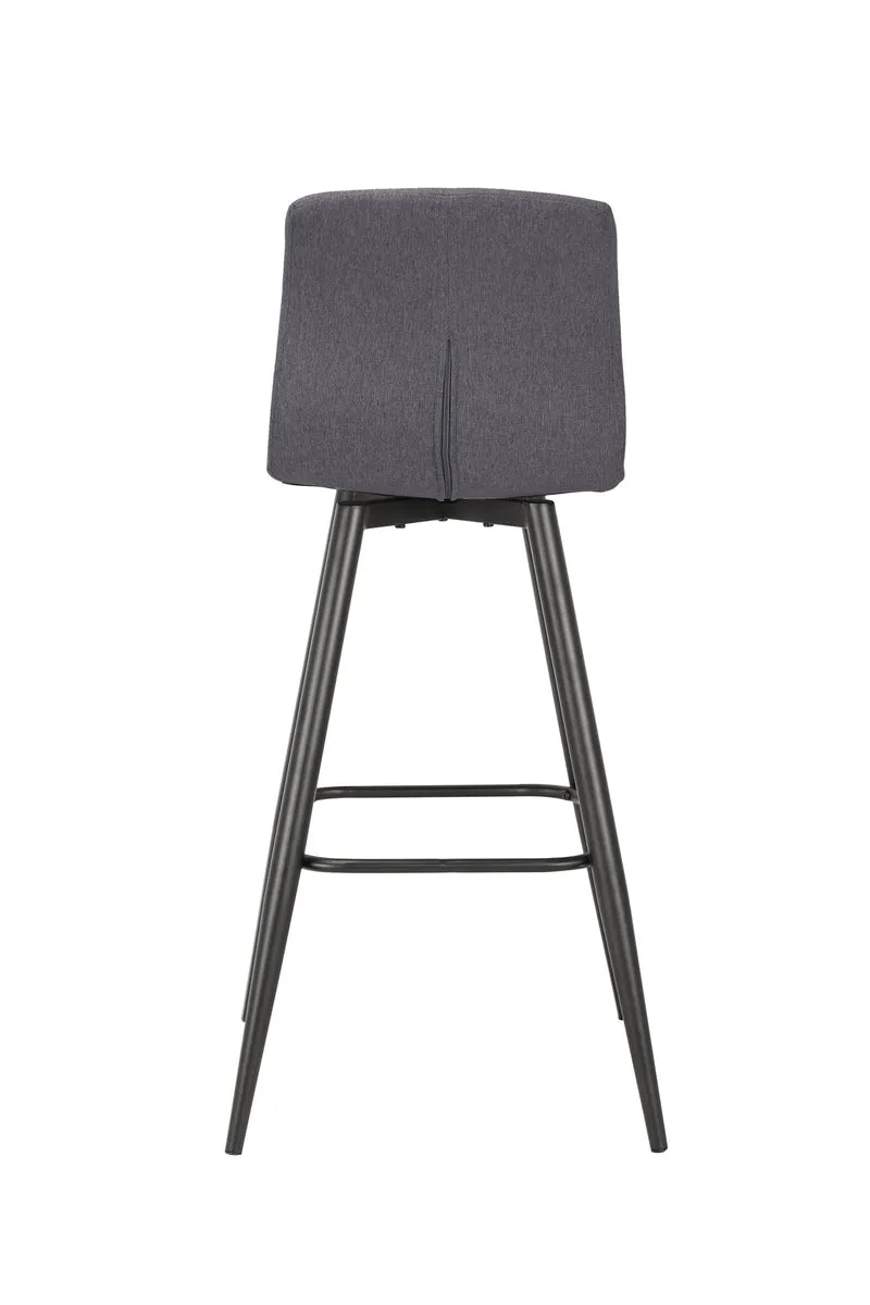 Barhocker SIMONE / Moderner Barhocker in Vintage braun oder Webstoff anthrazit / mit Rückenlehne / Gestell pulverbeschichtet in schwarz / B 42, H 103, T 51 cm